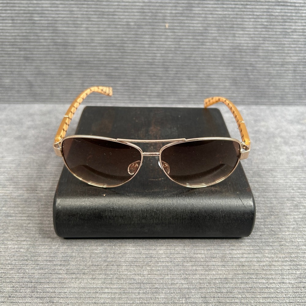 Steve Madden Mariner Gold Aviator Sunglasses Brown Gradient Lens Monogram SM